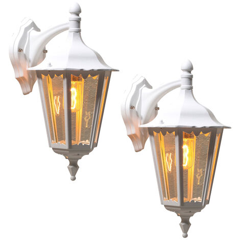 2er-Set Wandleuchten FIRENZE, sechsstrebig, E27, Aluminium weiß