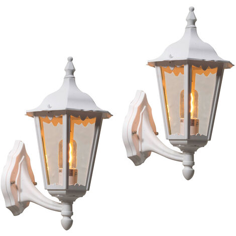 2er-Set Wandleuchten FIRENZE, sechsstrebig, E27, Aluminium weiß, stehend