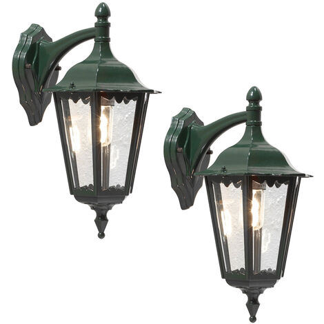 2er-Set Wandleuchten FIRENZE, vierstrebig, E27, Aluminium grün