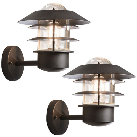 2er-Set Wandleuchten MODENA Aluminium schwarz, E27, Höhe 24 cm, IP44