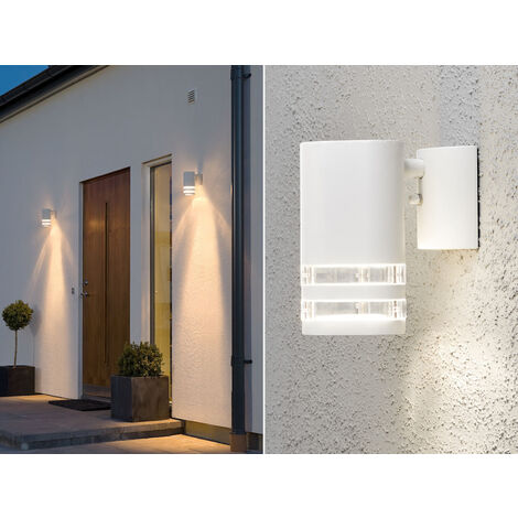 2er-Set Wandleuchten MODENA Aluminium weiß, Downlight, GU10, Höhe 15,5 cm, IP44