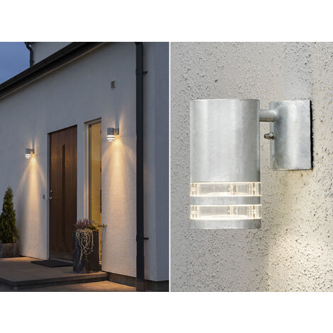 2er-Set Wandleuchten MODENA galv. Stahl, Downlight, GU10, Höhe 15,5 cm, IP44