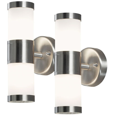 2er-Set Wandleuchten MODENA Up-/Down-Light, GU9, Höhe 23 cm, IP44, opales Glas