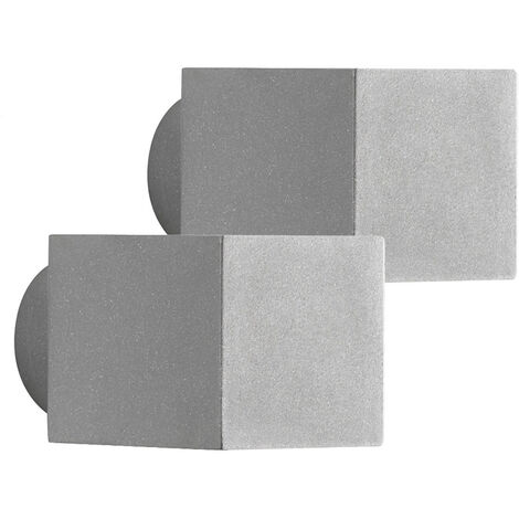 2er-Set Wandleuchten SQUARE grau, Up-/Down-Light, GU9, Höhe 9 cm, IP44