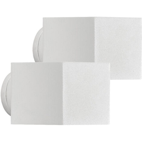 2er-Set Wandleuchten SQUARE weiß, Up-/Down-Light, GU9, Höhe 9 cm, IP44