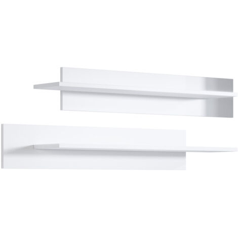 2er Set Wandregale  Wandboard  Hängeregal  Bücherregal  100x20x20cm  Modell Luke  Weiss Glanz