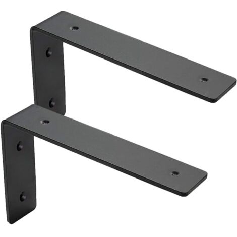2er-Set Wandregalhalterung, Halterungen für schwere Industrieregale, robuste Halterung, L-förmige Halterungen, 5 mm dick, mit Schrauben (15 cm)