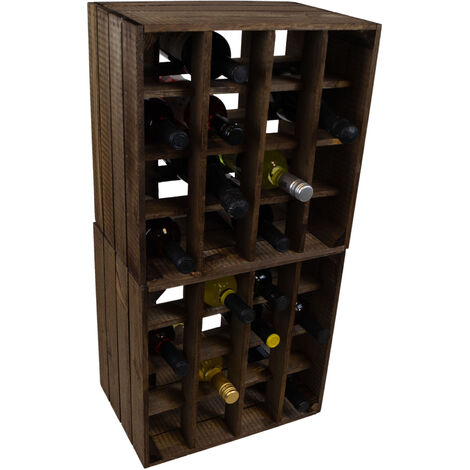 2er set Weinregal 16er dunkel Flaschenregal Weinkiste Weinablage Obstkistenregal