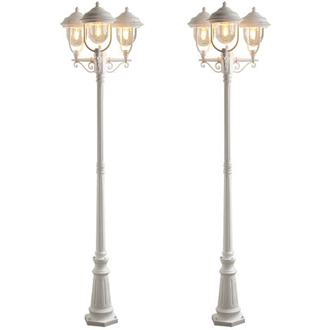 2er-Set weiße Gartenlaterne PARMA aus Aluminium, E27, IP43, H.: 218 cm