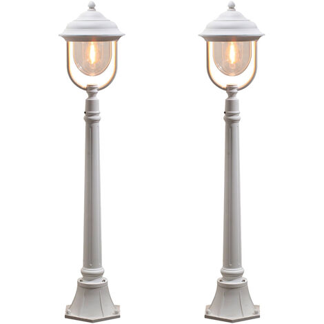 2er-Set weiße Wegeleuchten PARMA aus Aluminium, E27, IP43, H.: 118 cm