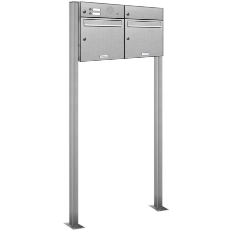 2er V2A Edelstahl Briefkasten Standanlage Freistehend mit Klingel