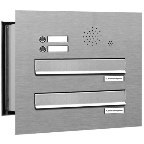 2er V2A Edelstahl Briefkastenanlage Mauerdurchwurf Klingel