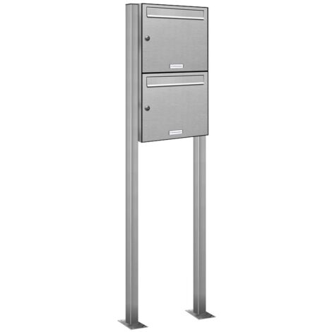 2er V2A Edelstahl Standbriefkasten Anlage Freistehend