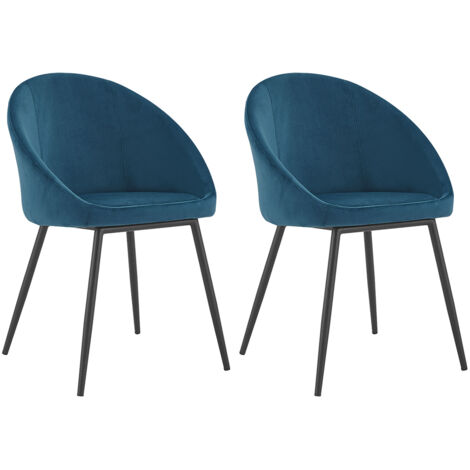 2erSet Vintage-Stühlen DIANE blauer Samt
