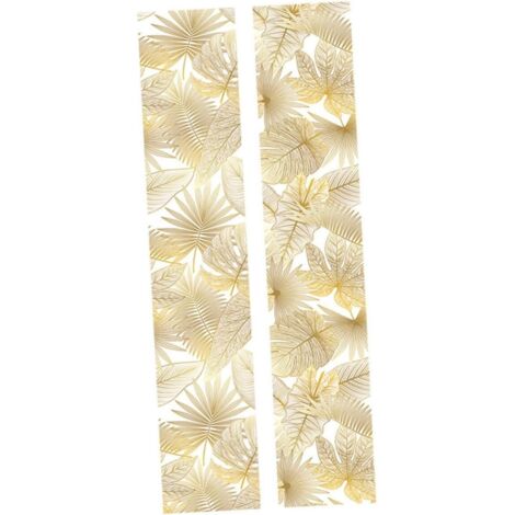 2feuilles Stickers Muraux Amovibles Dorées Décoration Élégante Pour Porte