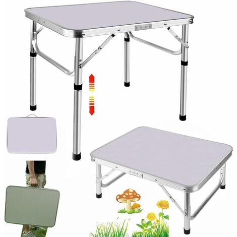 2ft Folding Camping Table, Portable Foldable Picnic Tables for Outdoor Indoor Garden, Balcony Market Kitchen Work Table, 2 Height 20cm/56cm, Table Top Size: 60x45cm