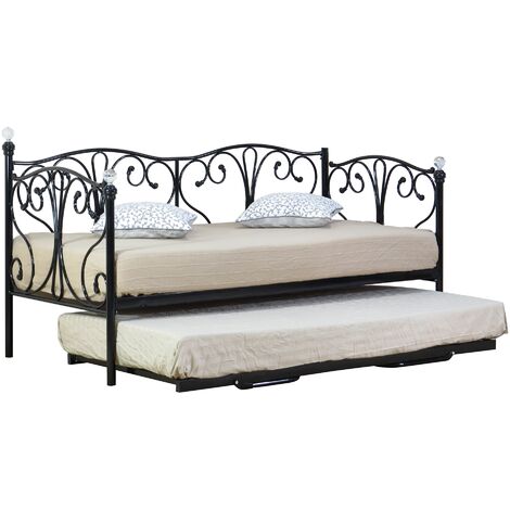 COMFY LIVING 2ft6 Metal Day Bed Without Trundle in Black