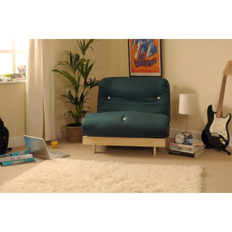 2ft6 Wooden Futon Set Frame and Mattress in Green
