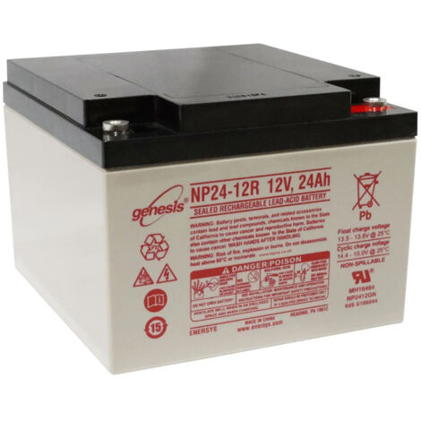 2Gt Roues Et Roulettes – Batterie AGM étanche 12V 24Ah – Technologie VRLA pour énergie renouvelable – Longueur 166mm – Poids 9.07Kg – Durée de vie jusqu'à 1200 cycles