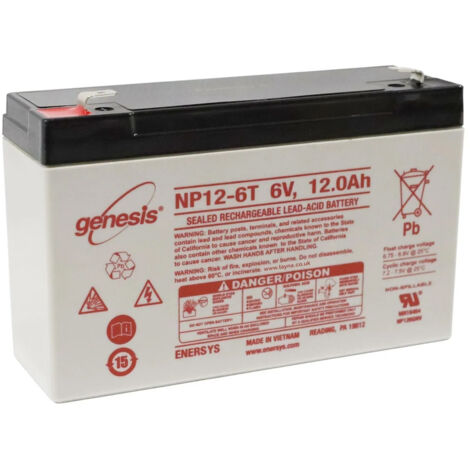 2Gt Roues Et Roulettes – Batterie AGM étanche 6V 12Ah – Technologie VRLA pour systèmes solaires – Durée de vie 4 à 7 ans – Transport facile et entretien minimal