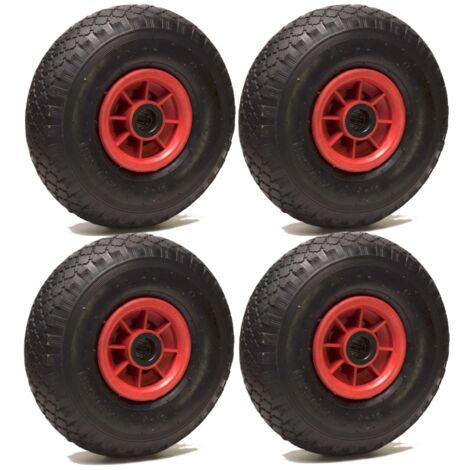 2Gt Roues Et Roulettes – Lot de 4 roues gonflables 260 x 85 mm – Alésage 20 mm – Roulement à rouleaux – Charge 405 kg sur 4 roues – Pour chariots et diables