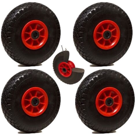 2Gt Roues Et Roulettes – Lot de 4 roues increvables 260 x 85 mm – Charge statique 150 kg – Compatible axes 20 mm – Pour diables et chariots de jardin