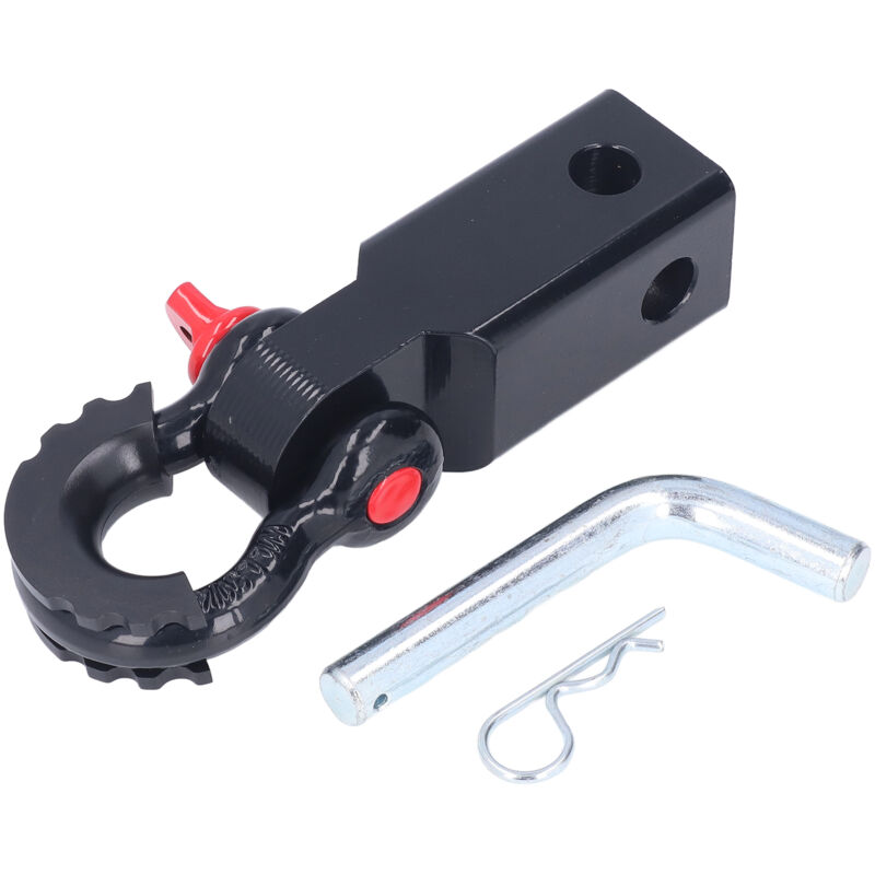 Treetalk - 2in Universal Shackle Hitch Receiver Steel Vehicle Recovery Towing Accessories for Cars Trucks JeepsBlack