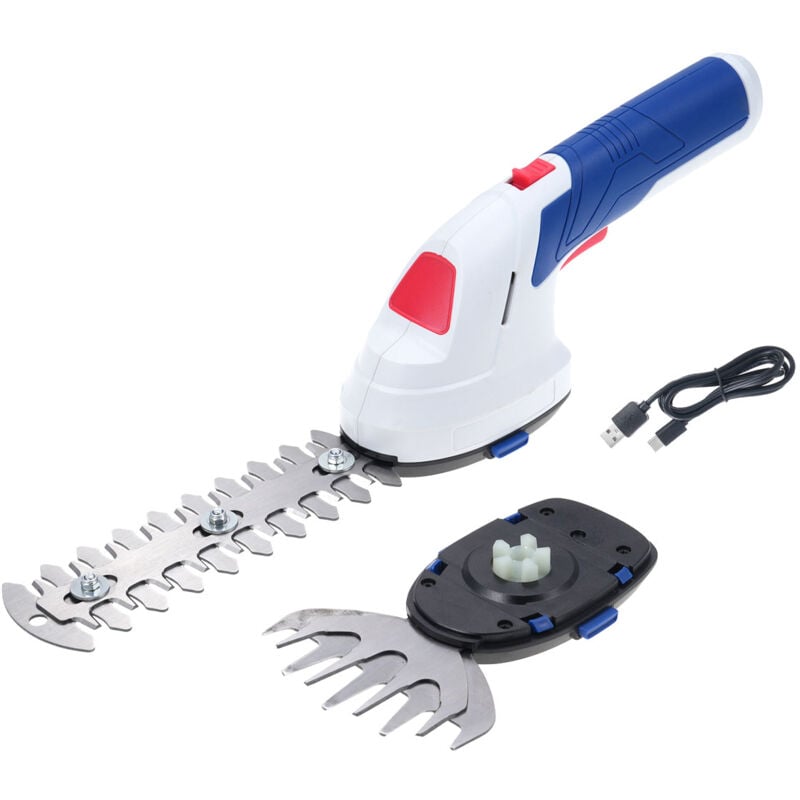 2in1 Cisaille de jardin/ Taille-haie (batterie 3,6 v intégrée, autonomie : 60 min, longueur de lame : 12 cm (arbustes) / 8 cm (herbe)