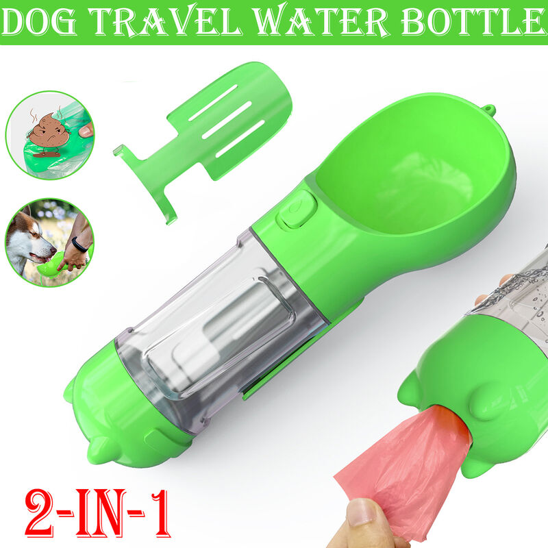 

2IN1 con bolsas de basura y pala de caca Botella de agua portátil para perros y mascotas para perros pequeños grandes, cachorros, gatos, para beber