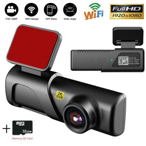 Авторегистратор видеорегистратор за автомобил 2K HD WIFI USB DVR камера G-сензор Видеорекордер Нощно виждане + 32 GB Mic