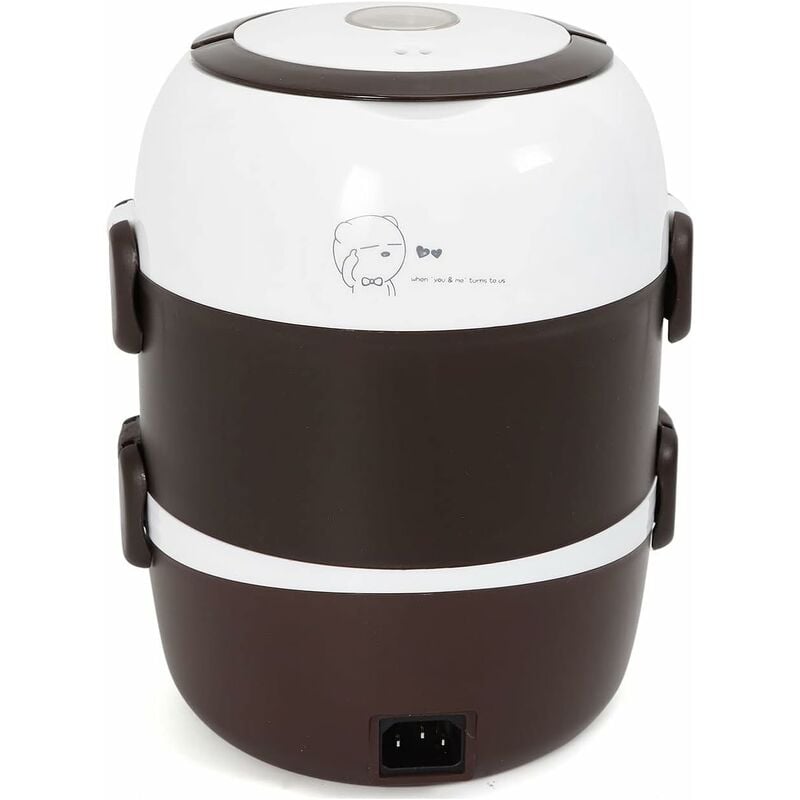 2L Boîte à Lunch Électrique Boîte de Nourriture Portable Boite Chauffante Repas Cuiseur à Riz à Vapeur 3 Couches 220V Pot Intérieur en Acier