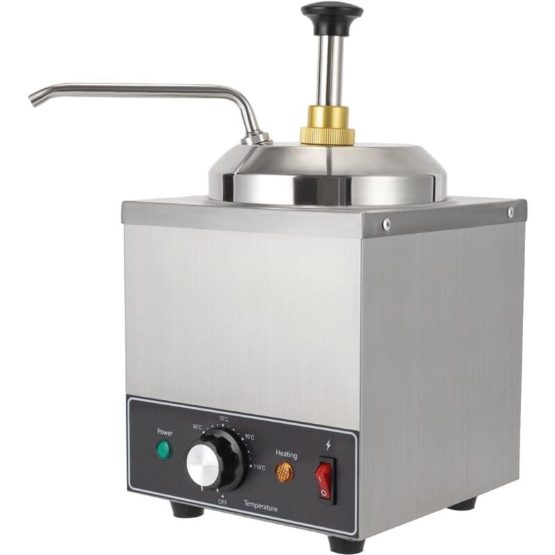 2L Distributeur de sauce avec pompe, 650 w, Chauffe-sauce simple, 21 x 21 x 37 cm