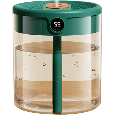 2L Double Nozzle Air Humidifier USB Double Jet Humidifier with LCD Humidity Display Large Capacity Aroma Oil Diffuser for Home Bedroom Green