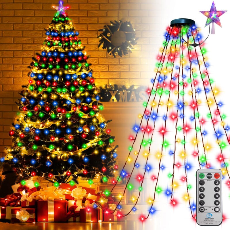 Guirlande Lumineuse Noël Mlticouleur 2m 400 led 8 Modes d'Eclairage Fonction Mémoire pour Intérieur Extérieur Noël Avec Télécommande