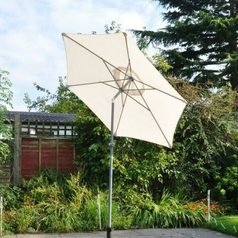 2m Aluminium Parasol Garden Patio Lightweight Umbrella Wind Up Tilt Cream