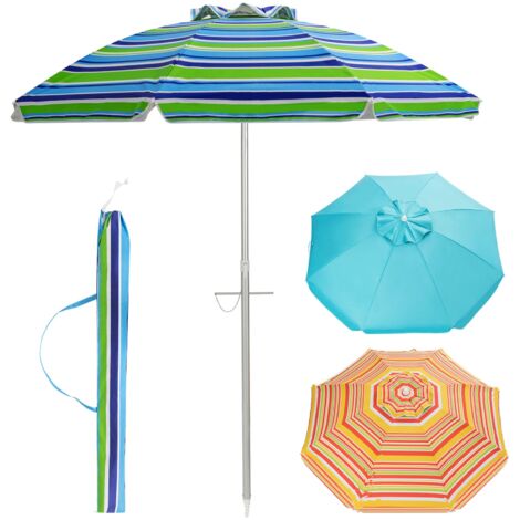 2M Beach Umbrella Portable Sunshade Umbrella w/Sand Anchor-Green