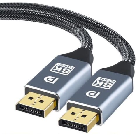 2M Câble DisplayPort 1.4 /8K 60Hz/ 4K 144Hz 165Hz HDR Coton Tressé pour Moniteur de Jeu,Carte Graphique,PC,Laptop,TV