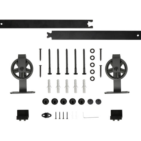 2M kit de accesorios de riel para puerta corrediza, puerta corrediza de granero, negro - suspensión de rueda grande en forma de T - Black