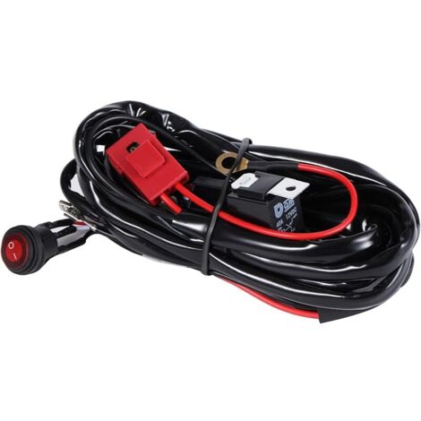 2M Kit de faisceau de câbles pour barre lumineuse LED-2 fils 16 AWG 12V 40A, interrupteur marche arrêt, relais d'alimentation, fusible à lame pour feux tout terrain, lampe de travail LED