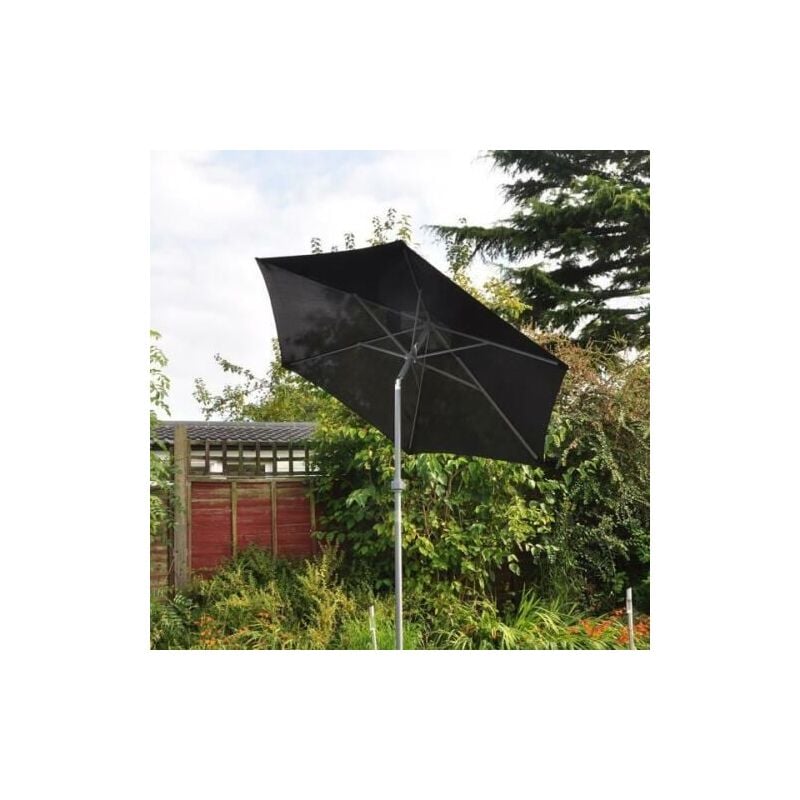 2m Aluminium Parasol Garden Patio Lightweight Umbrella Wind Up Tilt Black