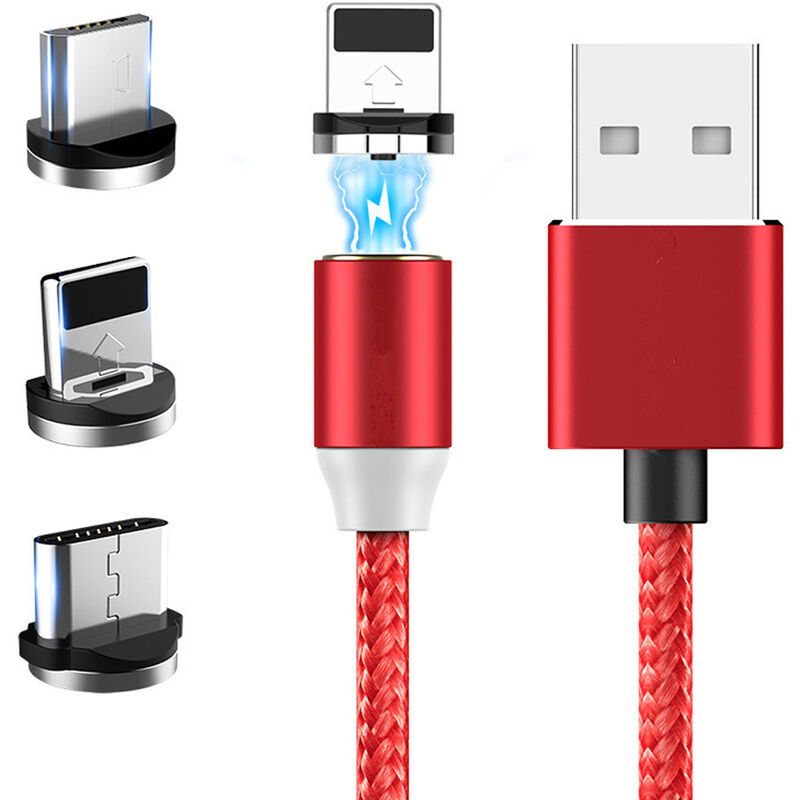 

2m magnetica Cable de datos USB de carga rapida de tres-en-uno, Telefono movil cable de carga Solo para tres Micro USB tipo C Iluminacion magnetismo