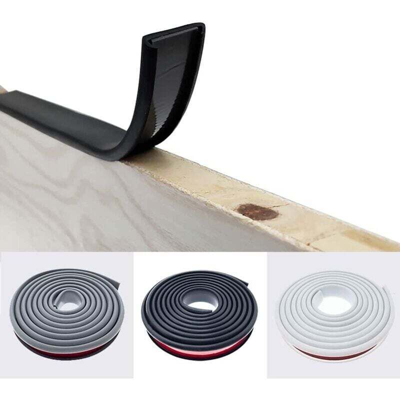 2M Noir Forme de U 16MM Bande de Chant en Adhesive,Pas de Thermocollant Chêne Chant Plan de Travail Bande de Garniture,Caoutchouc Souple TPE Placage