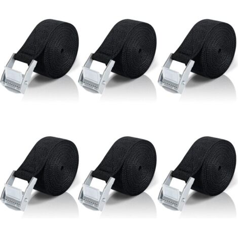 2M Sangle d'Arrimage, 4 Pièces Sangle à Cliquet avec Boucle de Serrage en Alliage de Zinc pour Fixation Moto/Voiture/Porte Vélo/Bagage