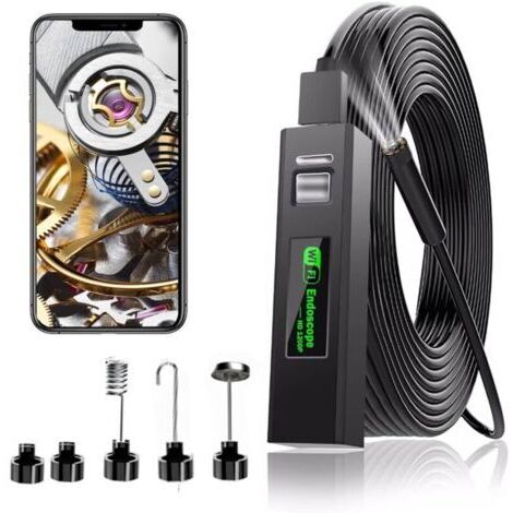 (2M) Telecamera endoscopica WiFi, telecamera HD 1200P per ispezione tubi con luce LED per iPhone/Android/iOS, Windows/Mac/Tablet/PC
