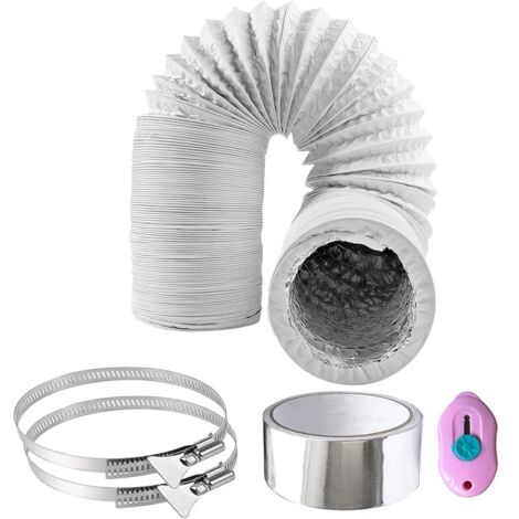 2M Tuyau d'Evacuation Flexible 100mm Tuyau d'Evacuation d'Air PVC Tube de Ventilation Aluminium Gaine de Ventilation pour Climatisation Sèche-linge