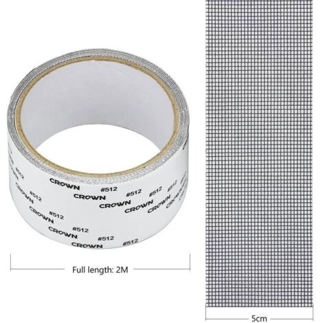 2M x 5CM Kit Reparation Moustiquaire Ruban Adhesif Reparation Scotch Moustiquaire Patch Ruban de Réparation Adhésif en Fibre de