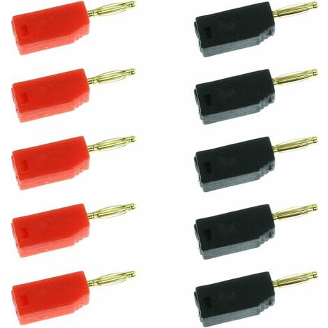 2mm Mini Fiche Banane Empilable Câble Connecteur Soudure Assemblé (10pcs Rouge + Noir)