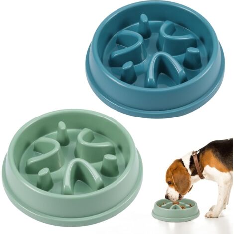 2morceau-Gamelle anti-glouton - convient aux chiens et chats de petite et moyenne taille
