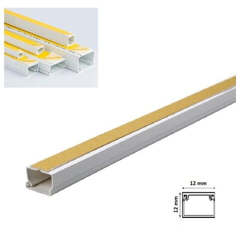 2mt Canalina adesiva 12x12 mm per cavi elettrica in plastica passacavi bianco coprifili a parete con copertura