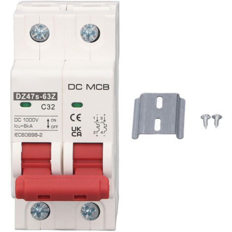2p Small Circuit Breaker 6000A Capacité de rupture Système solaire PV MINI DC1000V 32A
